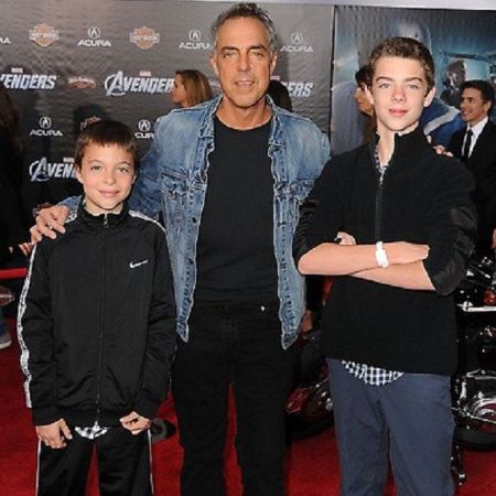  Joanna Heimbold and Titus Welliver's sons, Eamonn Lorcan Charles Welliver (right) and Quinn Welliver (left).